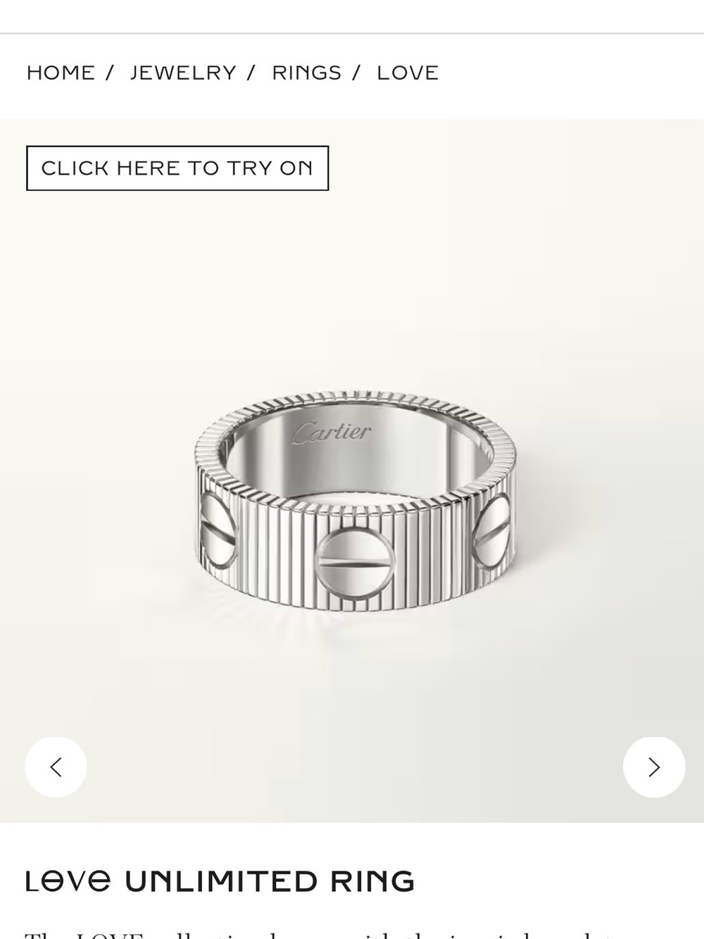 Cartier Silver Ribbed Love Ring with Screw Motifs